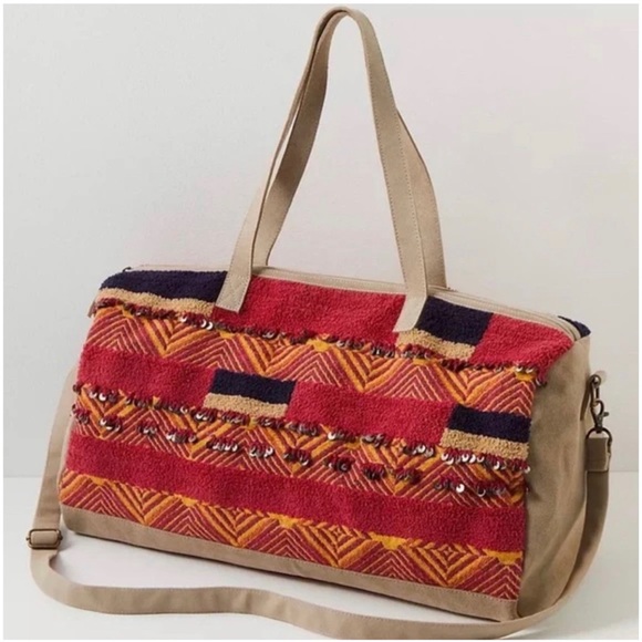 Free People First Class Embellished Weekender in Primrose...